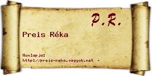 Preis Réka névjegykártya